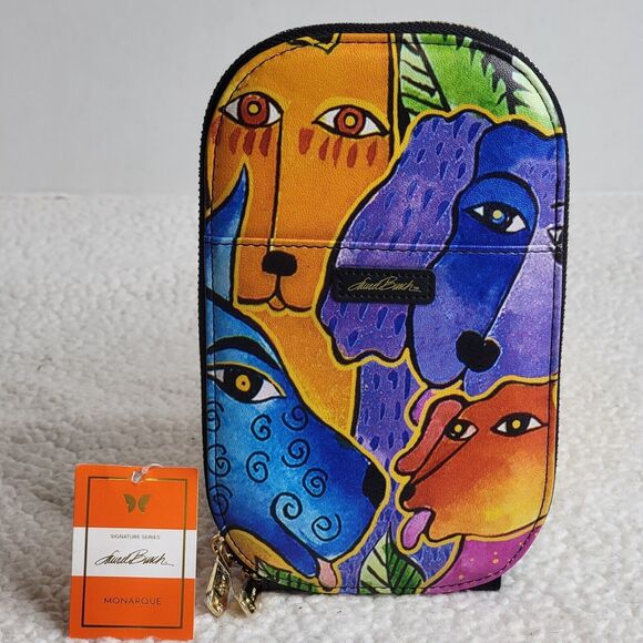 Monarque Signature Series Laurel Burch Dogs & Doggies Crossbody Wallet Purse NWT - Picture 1 of 7